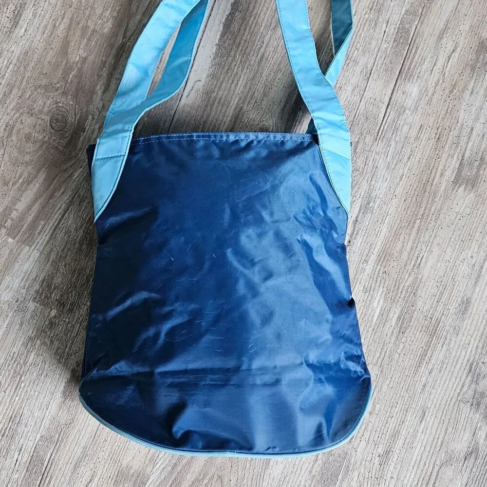 Adidas Blue Nylon Tote Shoulder Gym Light Travel 3 Stripe Logo Bag‎ Rare HTF